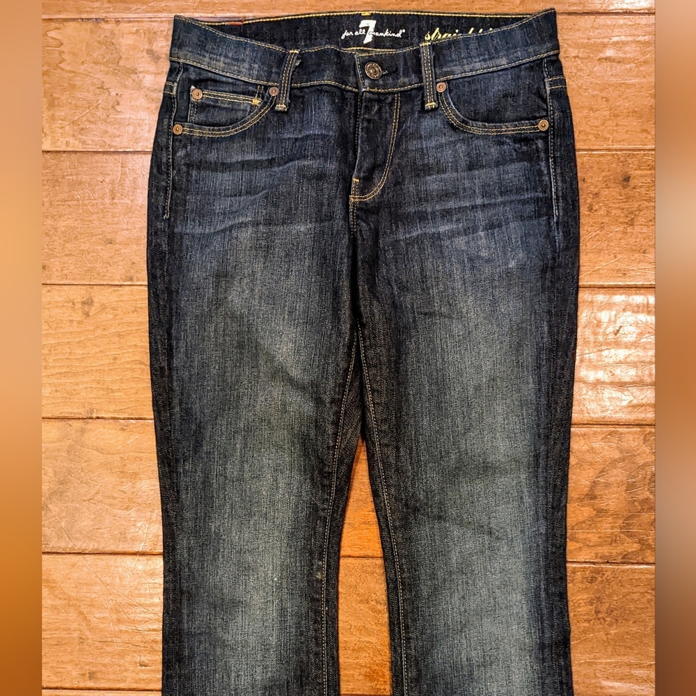7 Seven For All Mankind Women's Straight Leg Denim Blue Jeans